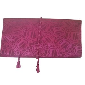 Christian Dior Vintage Pink Monogram Travel Jewelry Roll Organizer Case